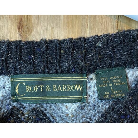 VTG Croft & Barrow Zig Zag Sweater Wool Blend Men’s L - Picture 3 of 5